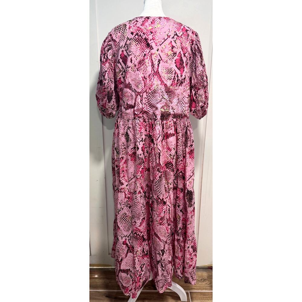 JUDE CONNALLY Jordana Tiered Swing Maxi Dress Gilded Snakeskin Size L - Picture 4 of 5